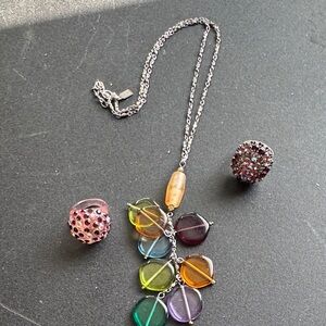 Colorful Gemstone Necklace and Ring Set
